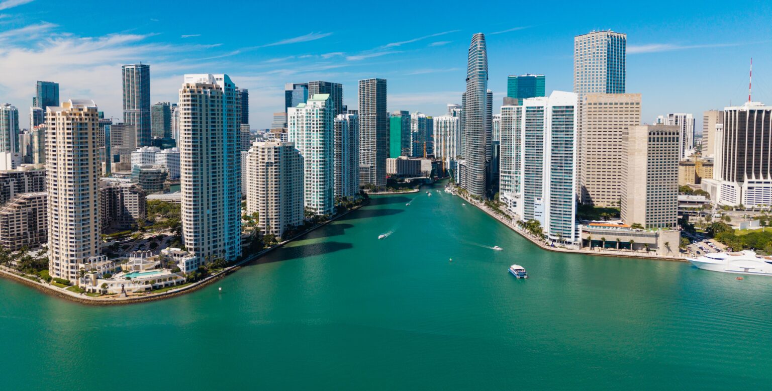 Miami skyline and Biscayne Bay, Florida